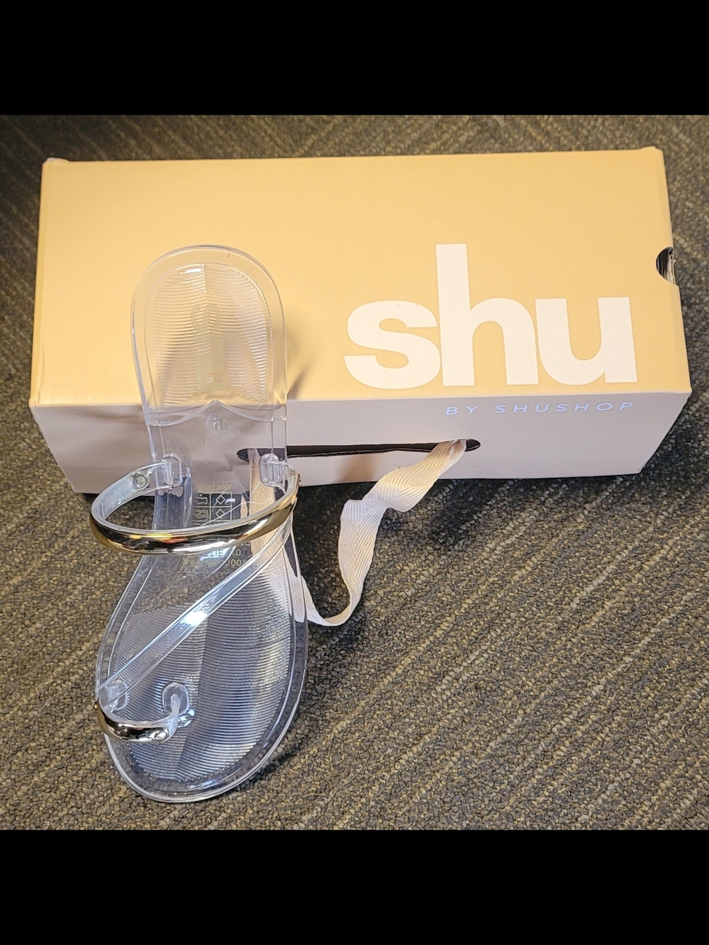 ShuShop Clear Jelly Sandals with Gold Accents
